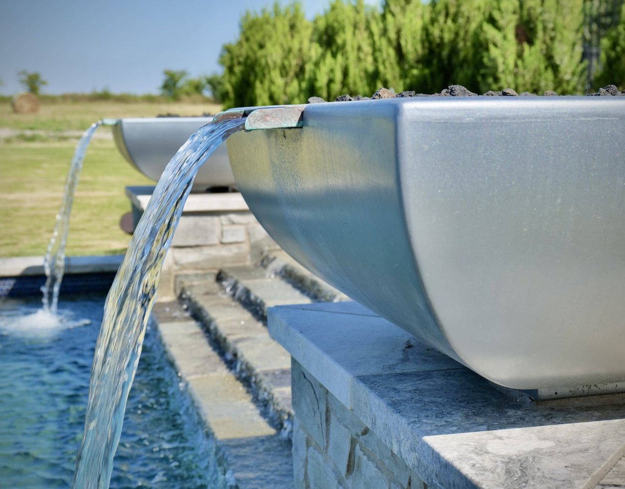 Pool edge and waterline detail