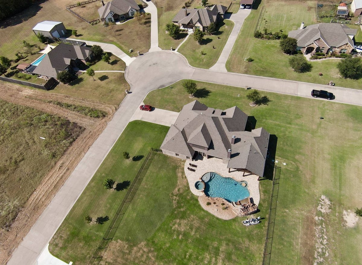 Aerial view of pool construction site