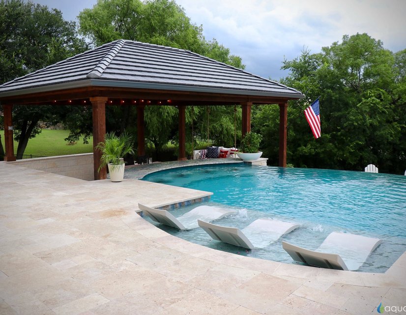 Backyard pool and spa combination